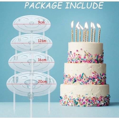20 Pieces White Plastic Cake Sticks Support Rods with 4 Pieces Cake Separator Plates Cakes and 12 Pieces