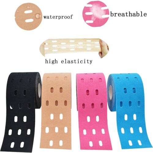 20pcs Perforated Kinesiology Tape Elastic Adhesive Muscle Protection Athletes Breathable Gym Sports Glue Knee Protector 5cmX5m