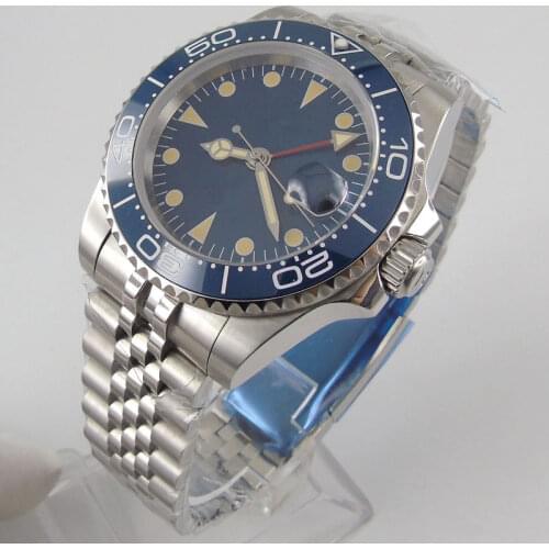 40MM Sterile Dial Sapphire Glass Jubilee GMT Date 21 Jewels MingZhu 3804 Ceramic Bezel Automatic Mens Wristwatch