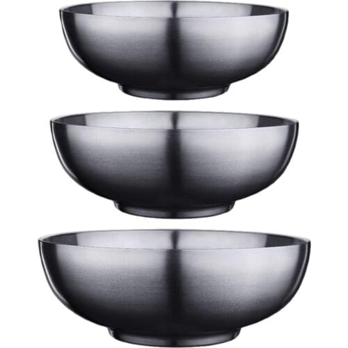 900ml 1100ml 1400ml Instant Noodles Bowl 304 Stainless Steel Ramen Bowl Thickened Double Layer Heat Insulation Soup Bowl skilful