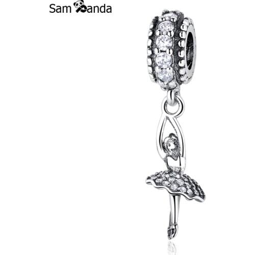 Authentic 100% 925 Sterling Sliver Bead Ballet Dancer Girl Pandengt Beads Charm Fits Bracelets & Bangles Women Jewelry
