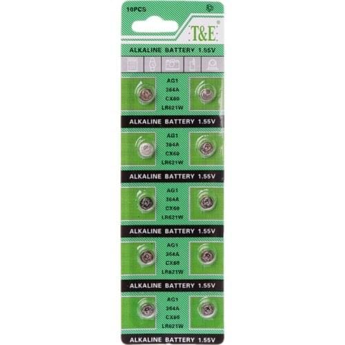 10PCS Watch Battery AG1 1.55V 364 SR621SW LR621 621 LR60 CX60 Alkaline Button Coin Cell Batteries
