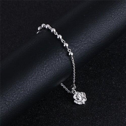 Komi 4mm Rosary Beads Bracelet For Women Men Religion Rose Prayer Beaded Bracelets Jewelry Kids Communion Baptism Favors