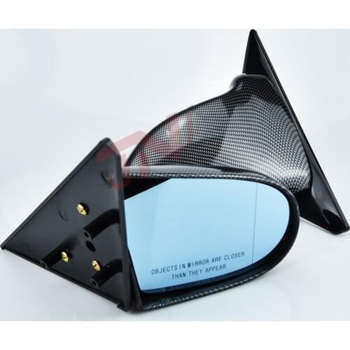 For Civic EG Side Mirror 1992-1995 Carbon Fiber Look Adjustable Side Door Manual Blue Glass Mirrors