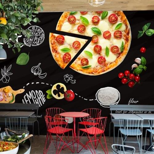 Colomac Custom Gourmet Milk Tea Snack Bar Wallpaper 3D Hand-painted Blackboard Graffiti Burger Mural Cuisine Decor Drop Shopping