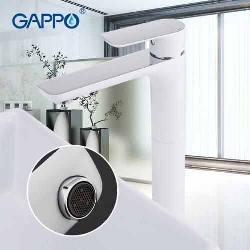 GAPPO Deck Mounted Basin Faucet Tall Foot White Spray Lacquered Sink Mixer Tap Water Tap Faucet Single Holder Single Hole