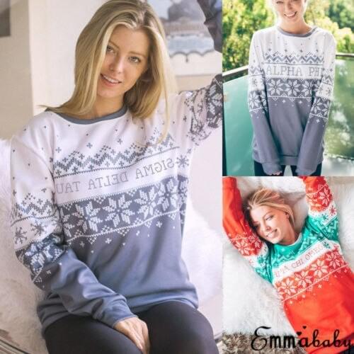 Hirigin Hoodies Women Christmas Sweatshirt Long Sleeve Pullover Casual Women Top Outfits XMAS Outwear S-XL