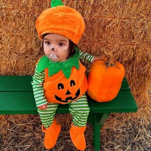 Baby Halloween Costume Pumpkin Cosplay Halloween Romper For Baby Girl Clothes Orange Cute Halloween Costume For Baby Boy Romper