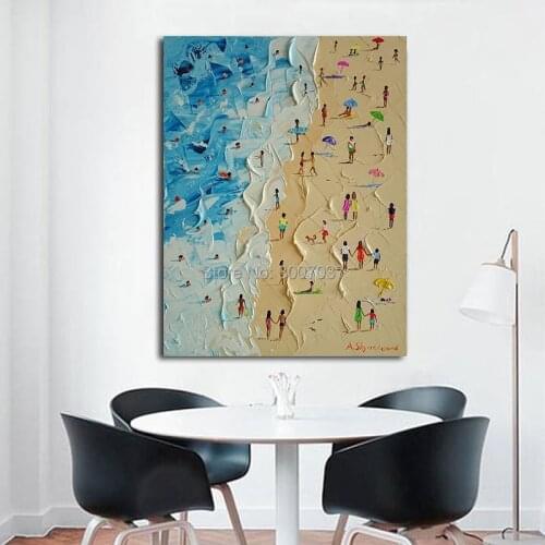 Hand Painted Canvas Painting Summer Beach Seascape Knife Painting Oil Painting The Picture On the Wall Pictures For Living Room
