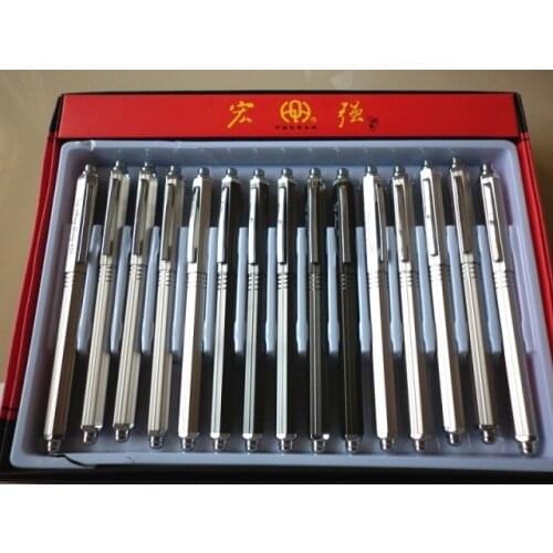 Classic all-metal Hexagon student pen thin fountain pen commercial black silver gray 0.5mm