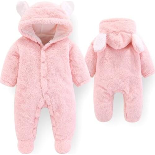 Footed Newborn Baby Rompers 2020 Fall Winter Warm Coral Fleece Baby Clothes Infant Bebe Kids Sleepwear Overall Baby jumpsuits
