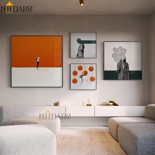 Fashion Woman Balloon Scenery Canvas Painting Modern Art Poster Nordic Print Wall Picture for Living Room Decoration