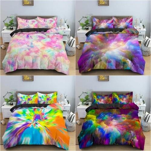 2/3pcs Tie Dye Bedding Set Luxury Colorful Tie Dye Duvet Cover Home Textiles Stylish Comfortable Bed Linen Kids Bed Cover Set