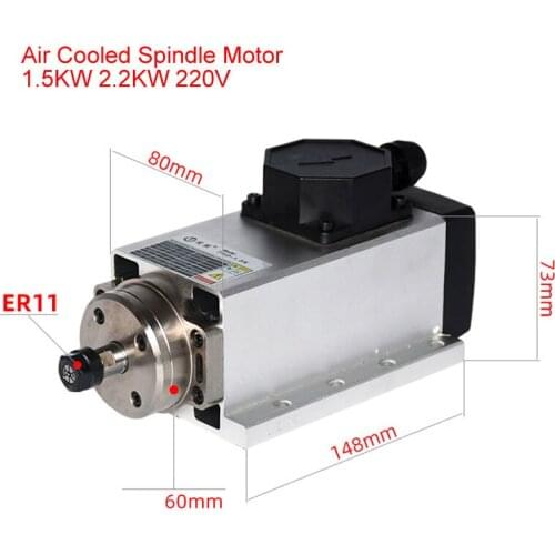 CNC Square Spindle 1.5KW ER11 2.2KW ER20 Spindle Motor 1500W 2200W Air Cooled Motor 24000RPM CNC Spindle Motor Machine Tool 220V