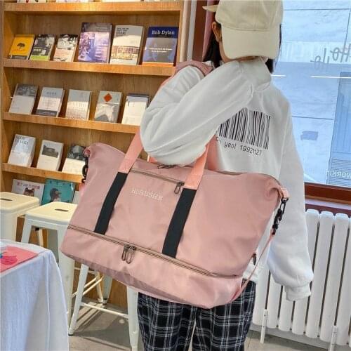 Fashion Polyester Sports Yoga Bags Dry And Wet Separation Fitness Handbag Large Capacity Travel Pack 2021 Trendy Simple Reistas