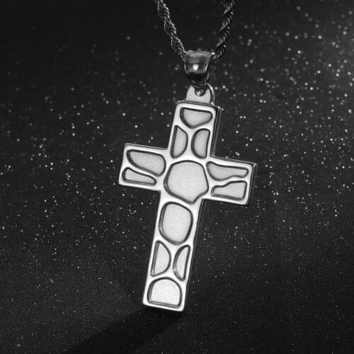 Stainless Steel Cross Pendant Necklace For Men Fashion Vintage Metal Necklace Male Classic Jewelry