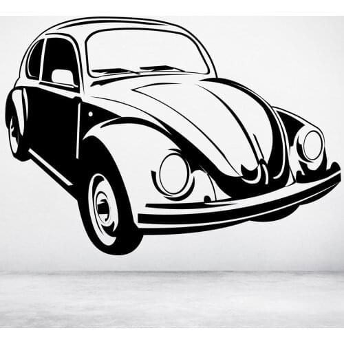 Wall Decal Classic Vintage VW Beetle Car Door Window Vinyl Stickers Teens Boys Bedroom Man Cave Garage Home Decor Wallpaper E315