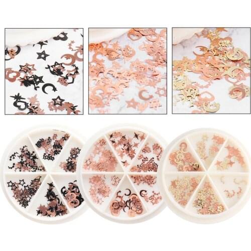 Nail Stickers 3D Easy to Stick Alloy Heart Star Moon Mix Shape DIY Nail Decals for Beauty