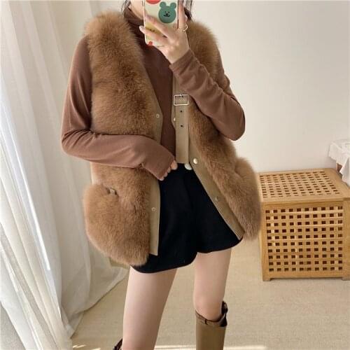 New Arrivals Womens Real Fox Fur Vest Fashion Lady Natural Fur Waistcoat Luxury Gilets