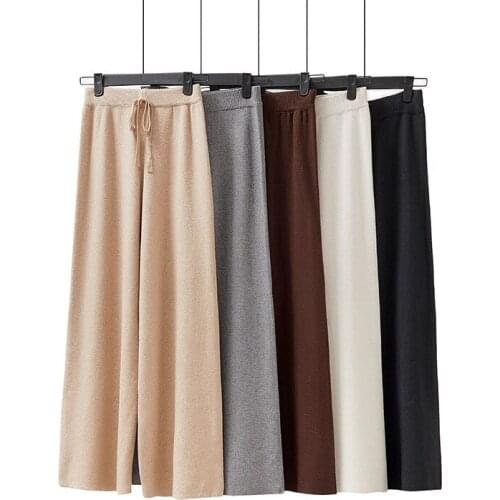 Fall / winter 2020 high waisted baggy straight pants knitted wide leg pants straight pants drop feeling sweater pants