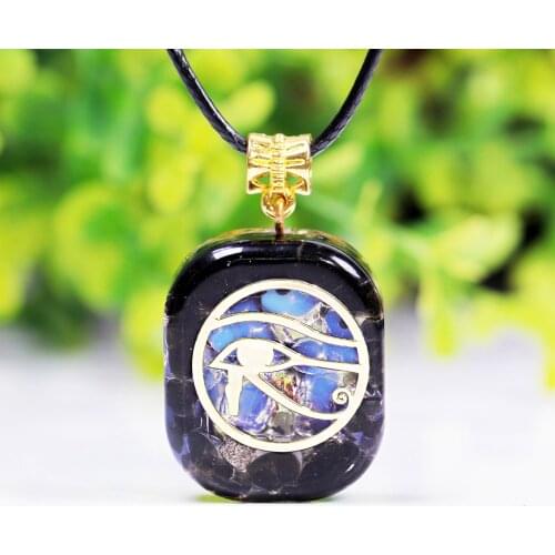 Eye Of Horus Necklace Orgone Pendant Egyptian Ancient Wedjat Eye Of Ra Horus Symbol Of Protection Mens' Amulet Protective