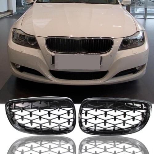 2Pcs Front Grill Anti-corrosive Replacement Bright Black Wear-resistant Kidney Grille 51137157277 51137157278 for BMW 3 Series E