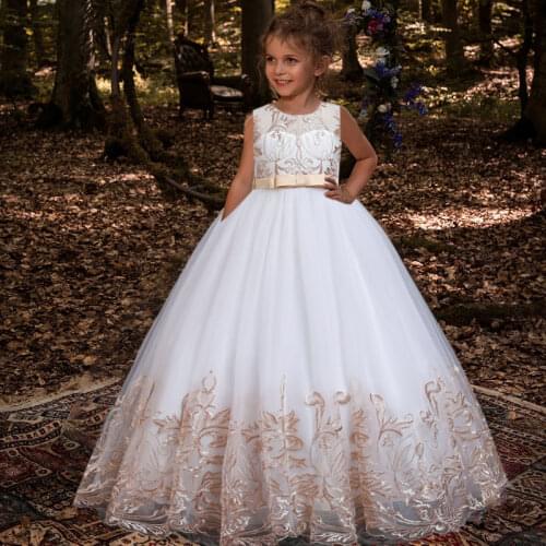 2021 Ceremony Pageant Bridesmaid Dress Children Clothes Kid Dress For Girl Princess Party Wedding Lace Dress Costumes 10 12 Year