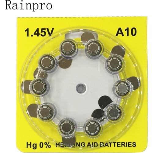 Rainpro 50PCS/LOT A10 10 PR70 Zinc Air battery for inner-ear type Hearing Aid