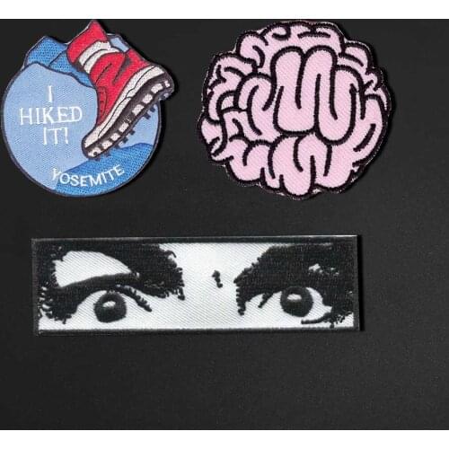 Mind Embroidery Sharp eyes Patches for T-shirt Iron on Stripes Appliques Clothes gym shoes Stickers Clothing Badges