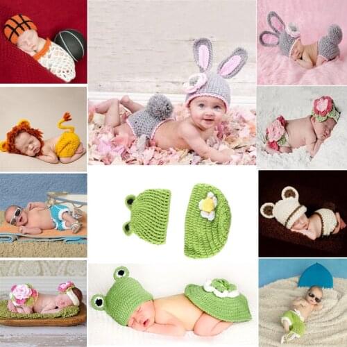 Newborn Photo Props Costume Photograph clothing Rabbit Flower Hat New Baby Girl Boy Shorts Sets