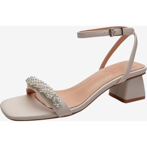 Summer Casual Square Heels Sandals Ankle-Wrap Buckle Strap New Fashion Women 2021 Womens Shoes