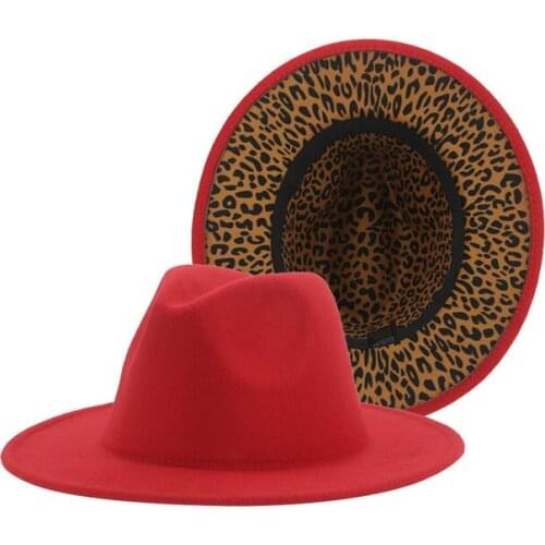 Womens Hat Fedoras Leopard Print Patchwork Classic Casual Dress Felted Caps Panama Leopard Women Fedora Hat Sombreros De Mujer