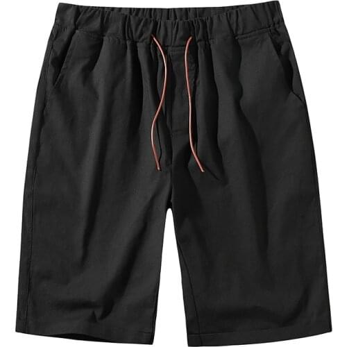 Mens Shorts Casual Workout Drawstring Shorts Men Cotton Linen Breathable Summer Beach Shorts Pockets Elastic Waist Sweatpants
