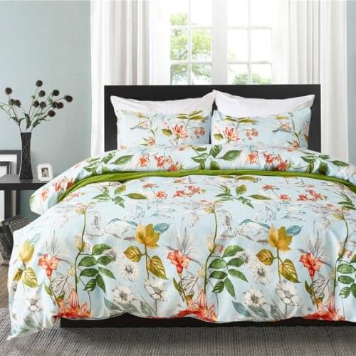 Modern 2/3 Pcs Bedding Set Twin Queen King Size Plant Leaves Reactive Printing Duvet Cover Pillowcase Sets Bedroom Decoration