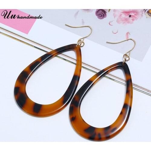 Tortoise Shell Stylish Acrylic Water Drop Earrings For Women Fish Hook Ear Jewelry