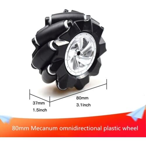 80mm(3.1inch)Mecanum Omnidirectional Plastic Wheel Consists of 9 Sub-wheels Independently Driven with 4/6mm Metal Motor Coupling