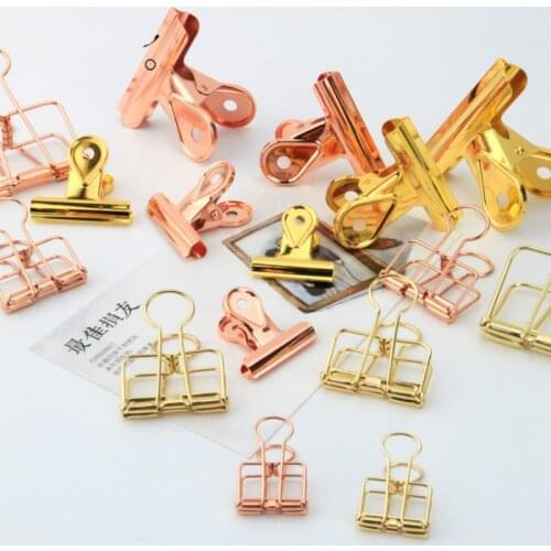 Rose Gold 32mm Document Clip Stationery Creative Lovable Examination Paper Clip Hollowed Out Hand Account Office Metal Dovetail