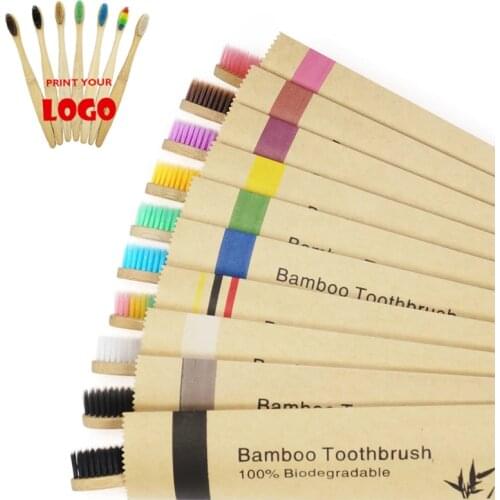5/10/20/30/50/100pcs Eco Friendly Bamboo Resuable Toothbrushes Portable Child Wooden Soft Tooth Brush For Home Travel Hotel Use