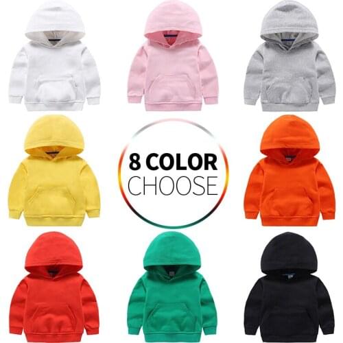 ZWF429 Kids Girls Boys Hoodies Outerwear White Black Grey Hooded Children Toddler Sweatshirt Kids Clothes Tops for 3-10 Years
