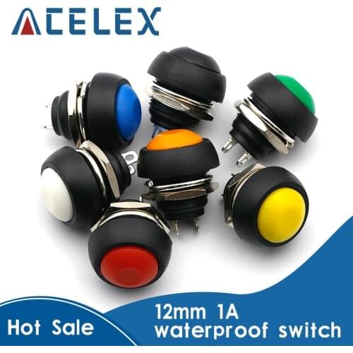 1Pcs 2Pin Mini Switch 12mm 1A waterproof switch pbs33b 12v momentary Push button Switch reset Non-locking pbs-33b