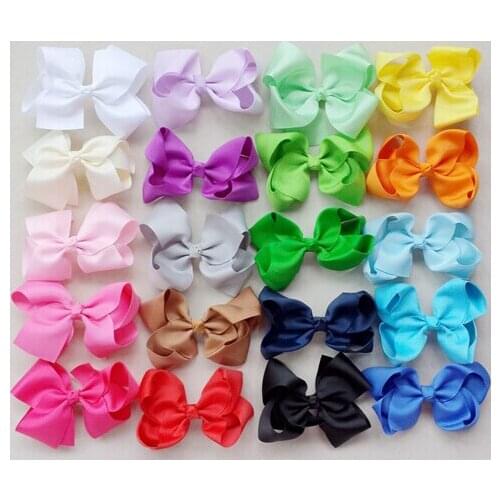100pcs Hairbows Gril DIY big 4 inch ABC grosgrain ribbon Bowknot hair bows clips hair accessories Hairpins hair ties HD3215