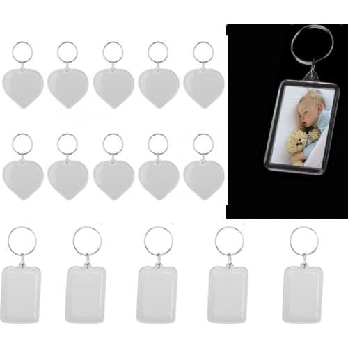 20pcs Acrylic Photo Keychain Transparent key holders with space for photos or images Blank Photo Picture Frame