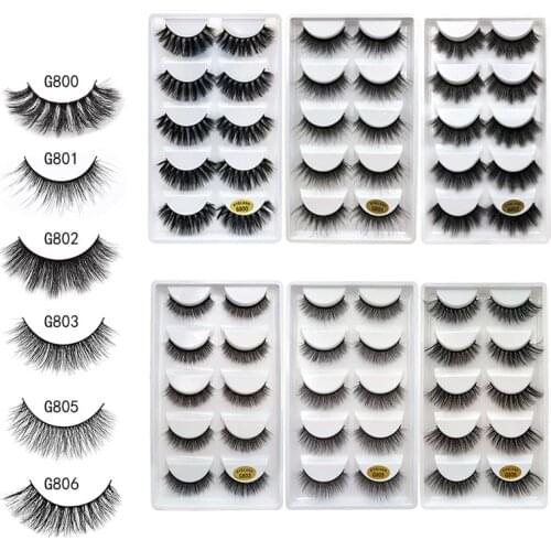 5Pairs 3D Mink Hair False Eyelashes Natural/Thick Long Eye Lashes Wispy Makeup Beauty Extension Tools Eyelash Extension