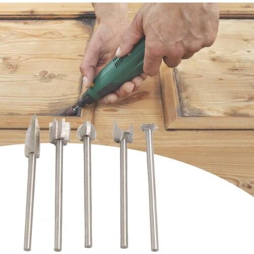 5Pcs/Set Professional Wood Carving Cutter 3/4/5mm Easy to Install Hand Tools Wood Carving Engraving Drill Bit Set for Woodwork