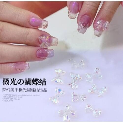 50pcs/pack Korea 3D Nail Art Accessories Kawaii Bowknot Bear Nail Parts DIY Charm Nail Material Decorations Nail Tips Supplies