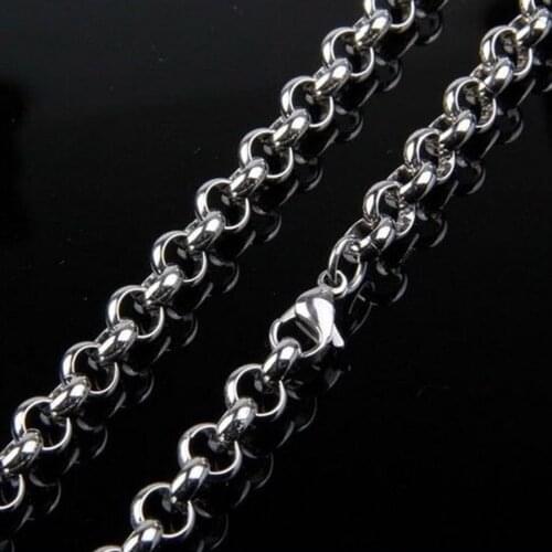 8mm Wholesale 316L Stainless Steel Silver Color Handmade Rolo Link Chain Mens Womens Necklace Jewelry 16-40inch