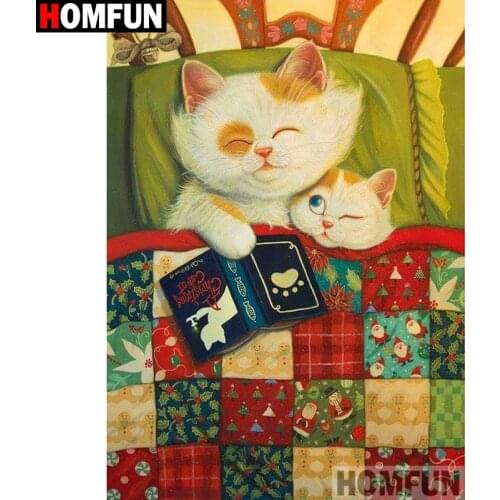 HOMFUN 5D Diamond Painting Full Drill Diamond Embroidery "Cartoon animal cat" Picture Of Rhinestone Handmade Home Decor A27296