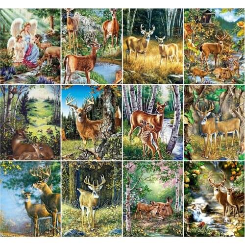 AZQSD Adult Painting By Number Canvas Kits Animal 40x50cm Coloring By Numbers Deer Picture For Living Room Home Decoration