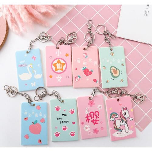 Summer Fresh Fruit Card Cover With Keyring Chain Fashion Card Bags Bank Credit Card Holder Cute Student ID Bus Card Pass Holder