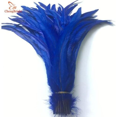 CHENGBRIGHT Blue 50PCS 35-40CM Natural Rooster Coque Tail Feathers Cheap Feather For Crafts Decoration Christma Pheasant
